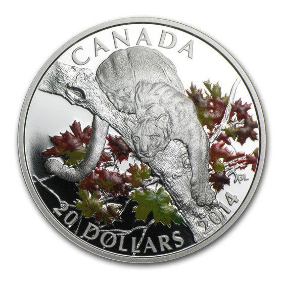 2014 Canada 1 oz Silver $20 Cougar Perched on a Maple Tree 2014 Canada 1 oz Silver $20 Cougar Perched on a Maple Tree